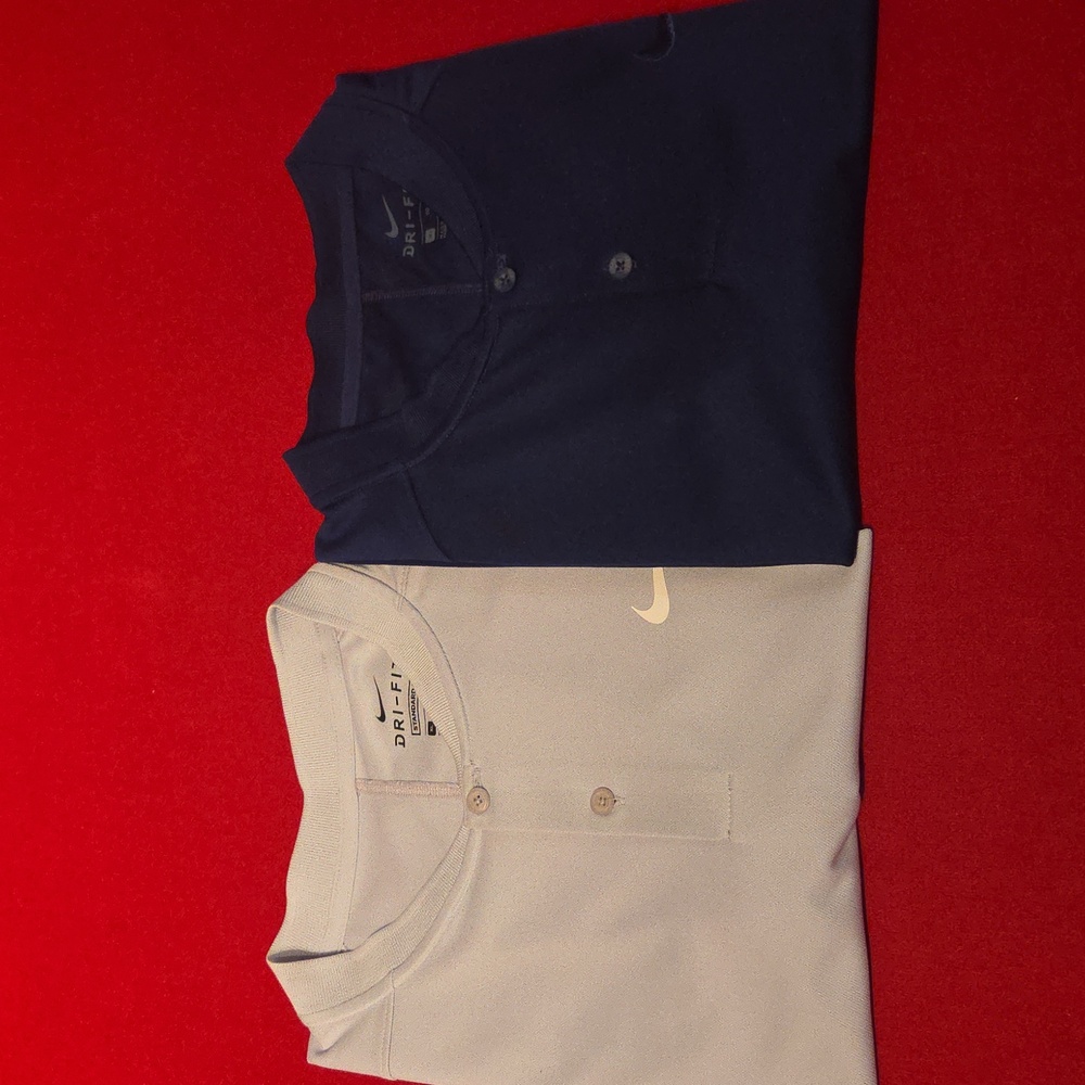 Lot of 2 Mens XL Nike Men's Dri-FIT Collarless short sleeve shirts